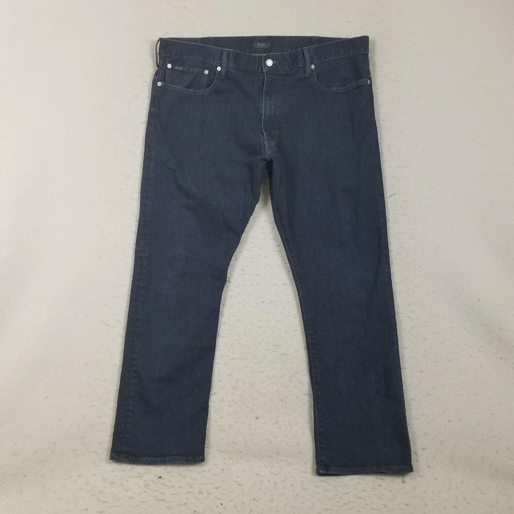 Polo Ralph Lauren Jeans Mens 40x30 Blue Dark Wash Straight Stretch Denim Pants